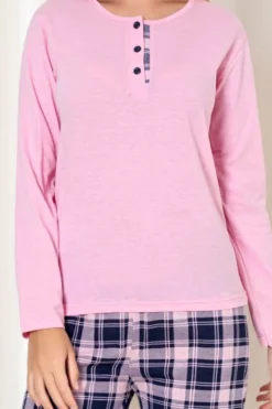 Royalfashion bawełniana piżama damska ze spodniami w kratkę