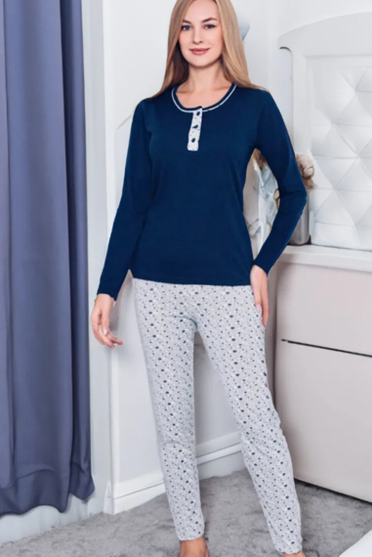 Royalfashion Bawełniana piżama damska ze spodniami w serduszka