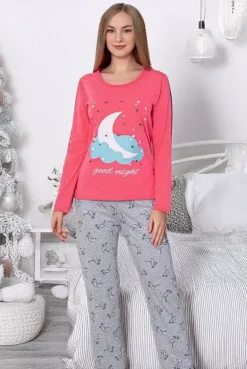 Royalfashion Bawełniana piżama damska w księżyce
