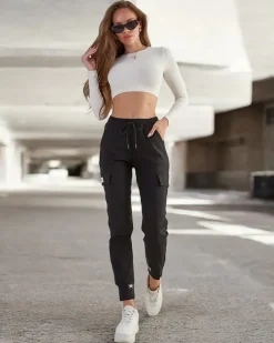 Royalfashion Bawełniane damskie materiałowe spodnie typu bojówki