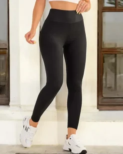 Royalfashion Bawełniane damskie prążkowane legginsy