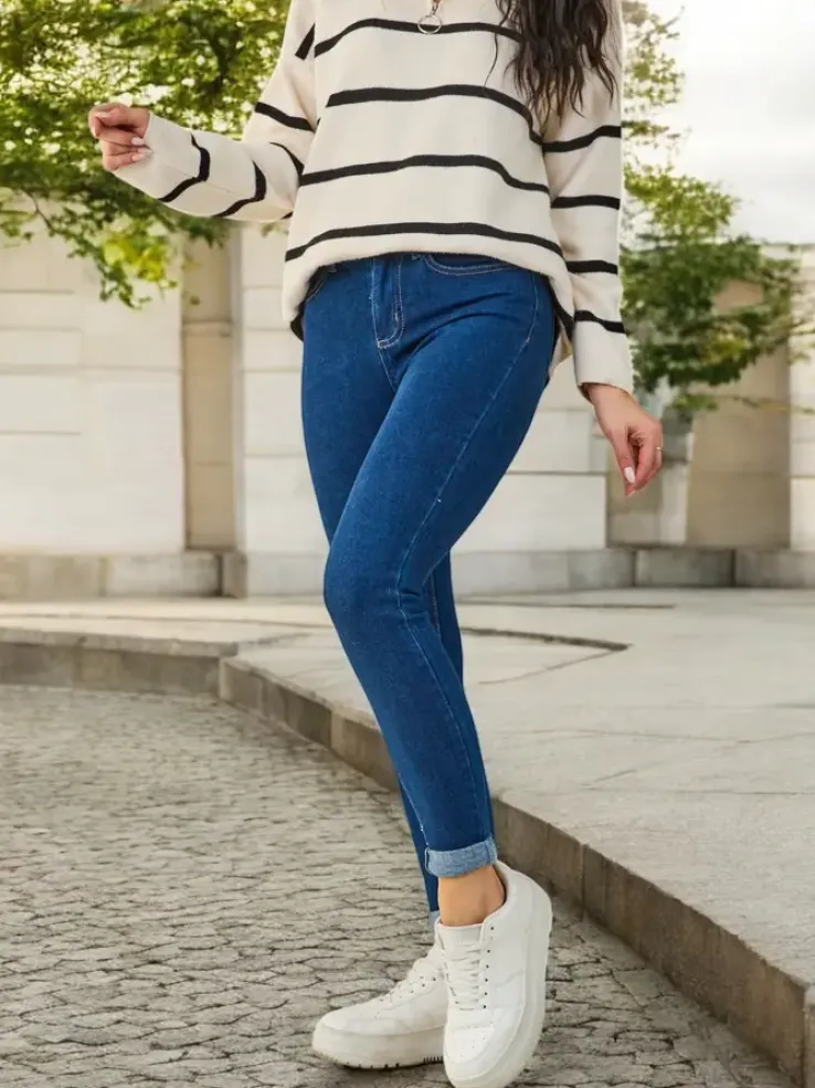 Royalfashion Bawełniane jeansy damskie rurki