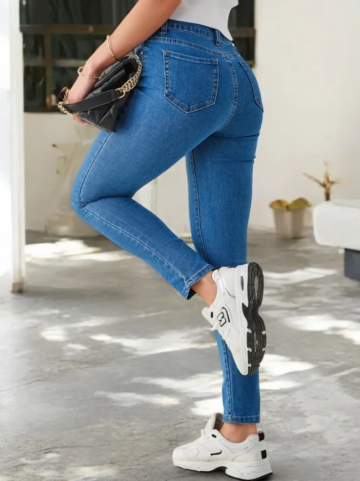 Royalfashion Bawełniane jeansy damskie typu rurki