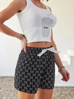 Royalfashion Bawełniane krótkie spodenki damskie z printem