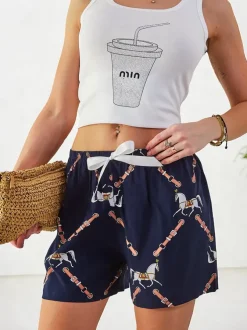 Royalfashion Bawełniane krótkie spodenki damskie z printem