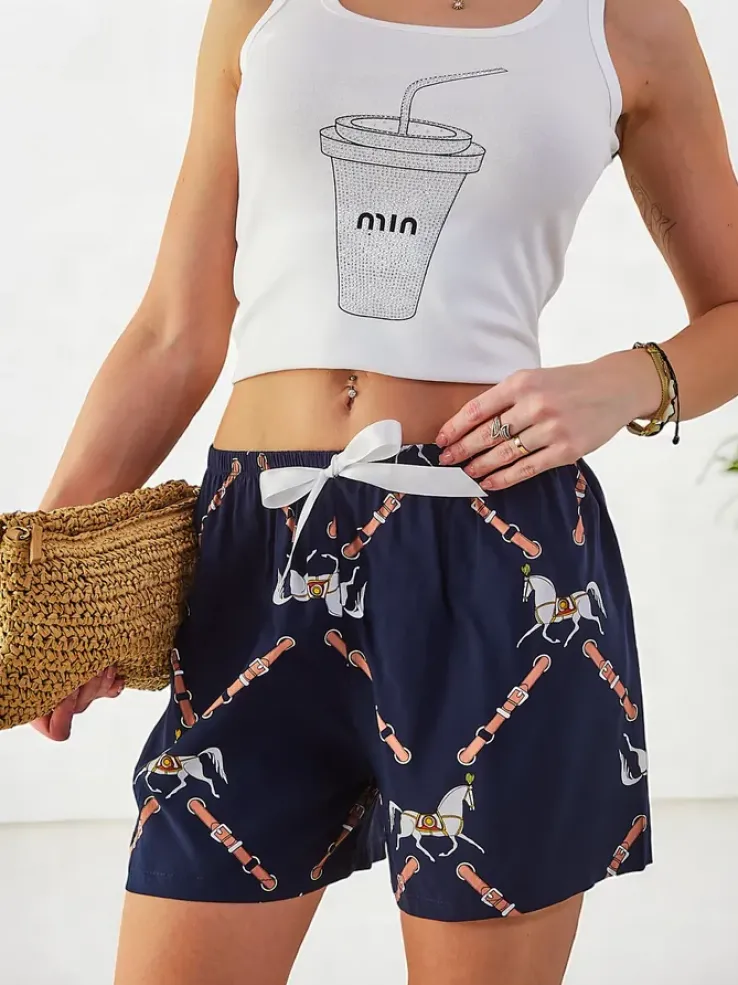 Royalfashion Bawełniane krótkie spodenki damskie z printem