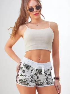 Royalfashion Bawełniane krótkie spodenki damskie w wiosenne kwiaty