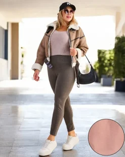 Royalfashion Bawełniane ocieplane legginsy damskie PLUS SIZE