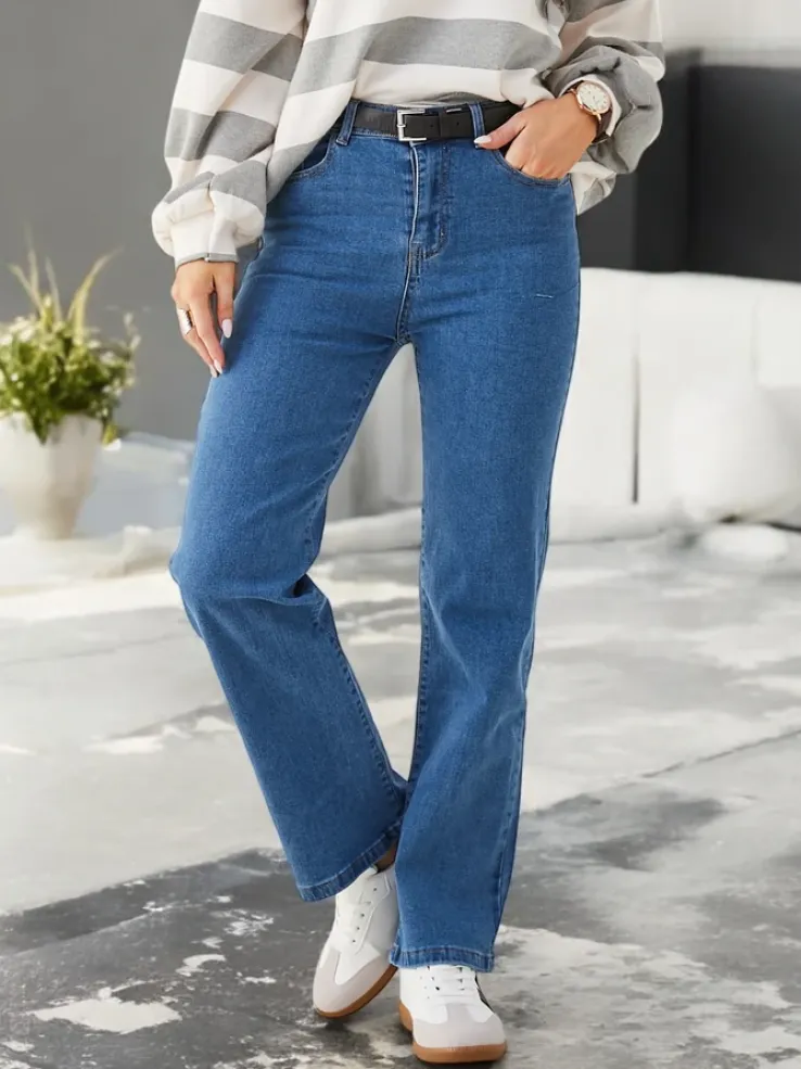 Royalfashion Bawełniane proste jeansy damskie