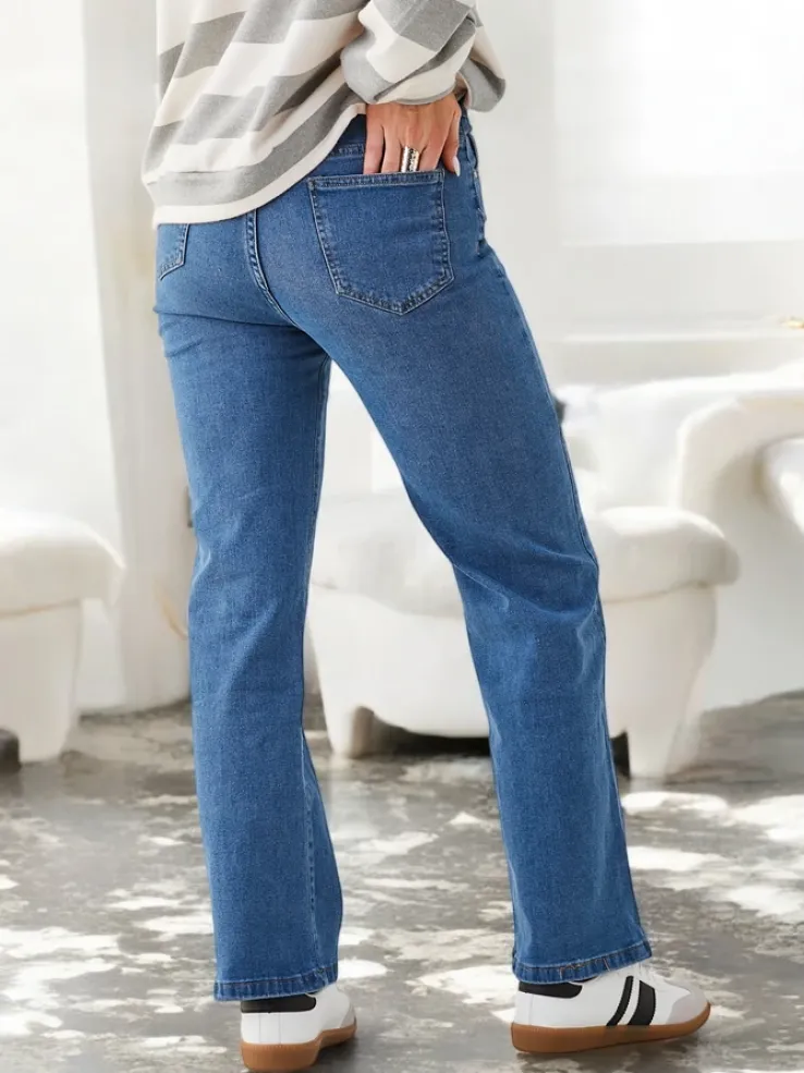 Royalfashion Bawełniane proste jeansy damskie