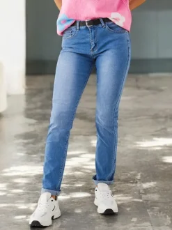 Royalfashion Bawełniane proste jeansy damskie