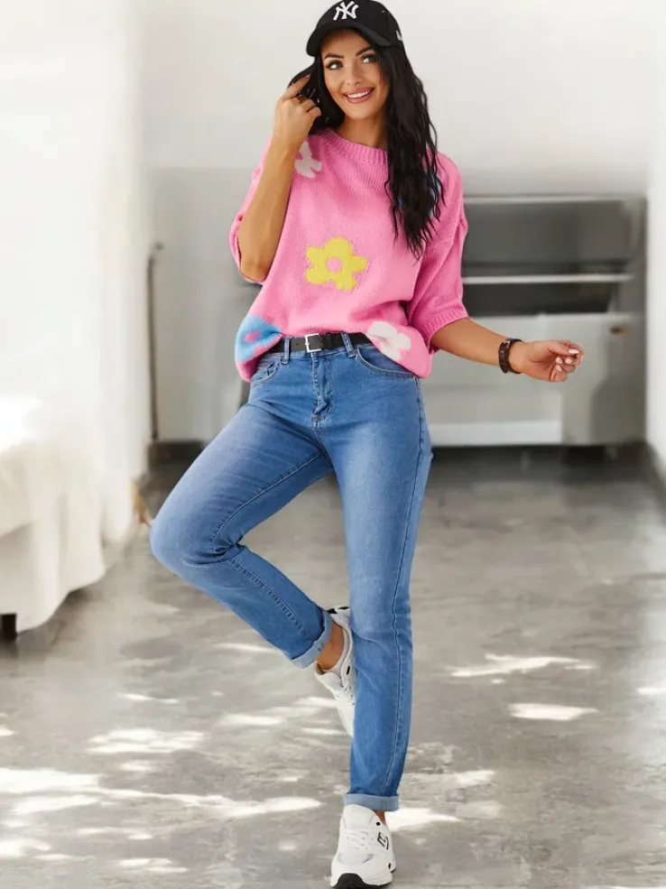 Royalfashion Bawełniane proste jeansy damskie