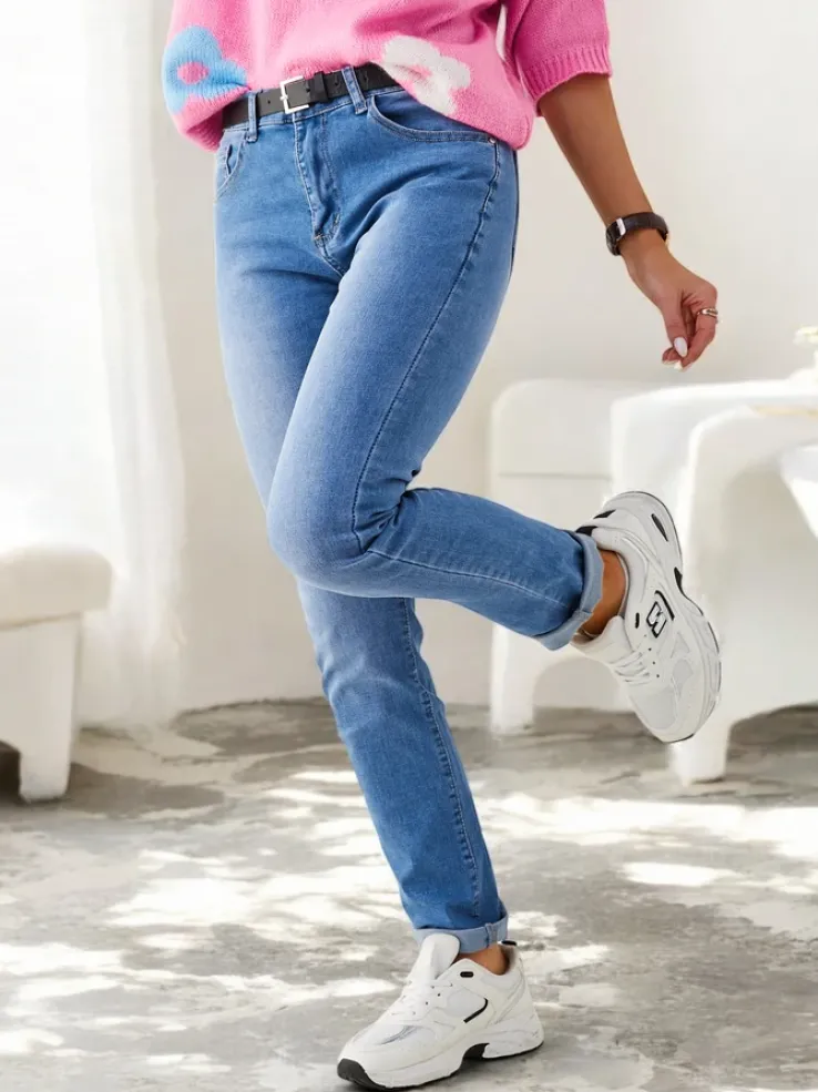 Royalfashion Bawełniane proste jeansy damskie