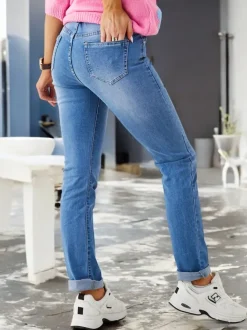 Royalfashion Bawełniane proste jeansy damskie