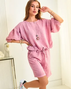 Royalfashion Bawełniano- lniany letni damski komplet