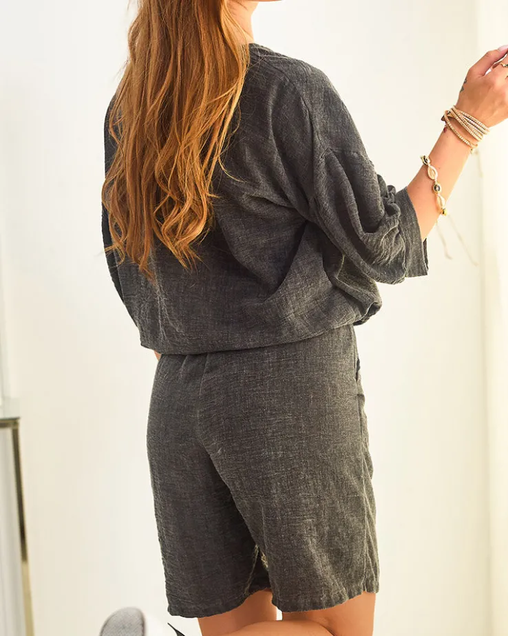 Royalfashion Bawełniano- lniany letni damski komplet