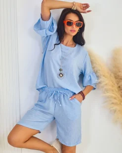 Royalfashion Bawełniano- lniany letni damski komplet