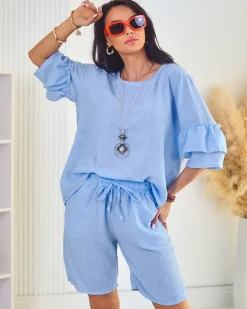 Royalfashion Bawełniano- lniany letni damski komplet