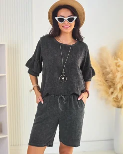 Royalfashion Bawełniano- lniany letni damski komplet