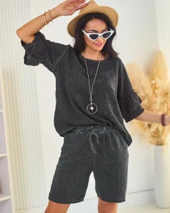 Royalfashion Bawełniano- lniany letni damski komplet