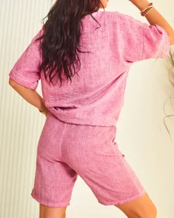 Royalfashion Bawełniano- lniany damski komplet oversize