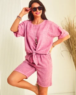 Royalfashion Bawełniano- lniany damski komplet oversize