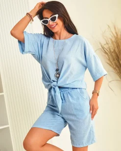 Royalfashion Bawełniano- lniany damski komplet oversize