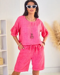 Royalfashion Bawełniano- lniany letni damski komplet