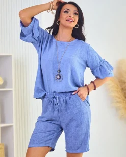 Royalfashion Bawełniano- lniany letni damski komplet