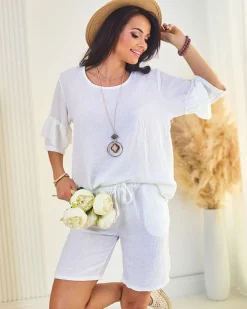 Royalfashion Bawełniano- lniany letni damski komplet