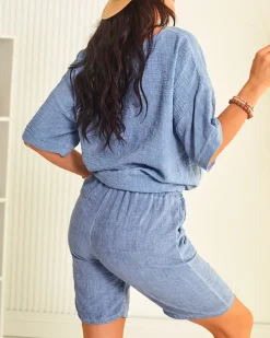 Royalfashion Bawełniano- lniany damski komplet oversize