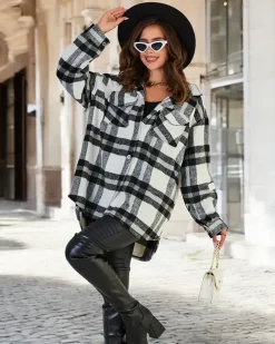 Royalfashion Bawełniany damski płaszcz typu koszula