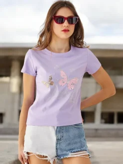 Royalfashion Bawełniany damski t-shirt Butterfly