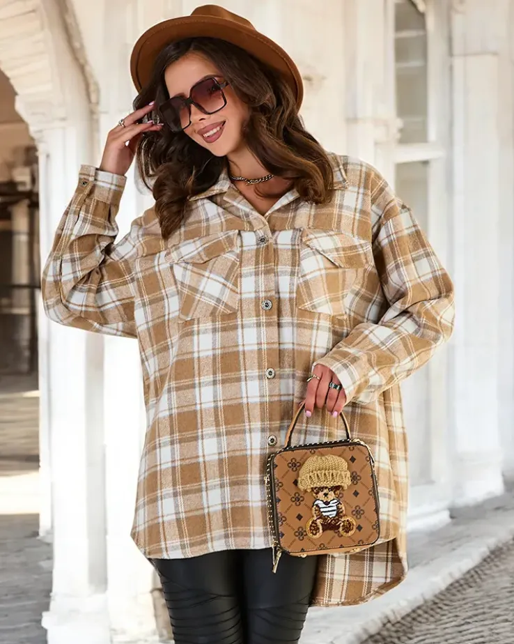 Royalfashion Bawełniany damski płaszcz typu koszula