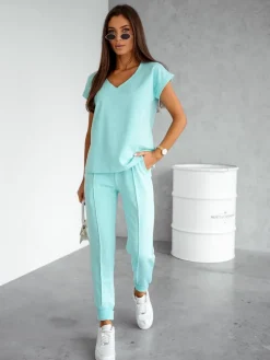 Royalfashion Bawełniany damski komplet casualowy z krótkim rękawem