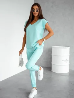 Royalfashion Bawełniany damski komplet casualowy z krótkim rękawem