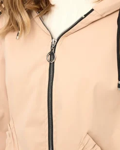 Royalfashion Beżowa damska kurtka płaszcz z kapturem