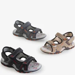 Royalfashion Beżowe chłopięce sandały na rzepy Mediu