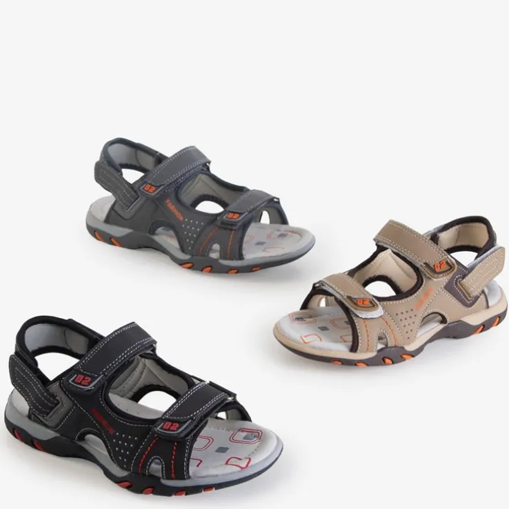 Royalfashion Beżowe chłopięce sandały na rzepy Mediu