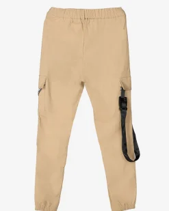 Royalfashion Beżowe damskie spodnie bojówki z paskiem