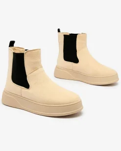 Royalfashion Beżowe damskie botki a'la śniegowce Uteris