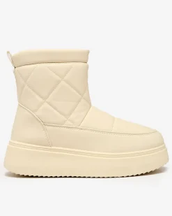 Royalfashion Beżowe damskie botki a'la śniegowce Kacecica