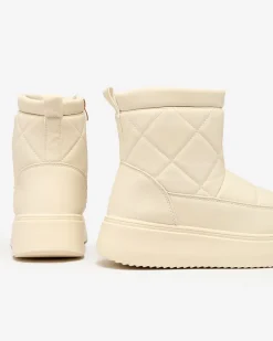 Royalfashion Beżowe damskie botki a'la śniegowce Kacecica