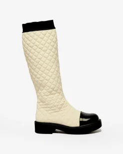 Royalfashion Beżowe damskie kozaki pikowane Ataeb