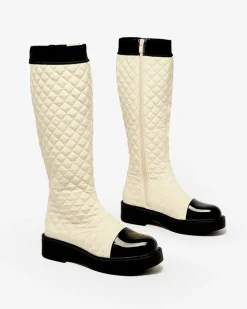 Royalfashion Beżowe damskie kozaki pikowane Ataeb