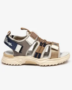 Royalfashion Beżowe dziecięce sandałki na rzepy Meteris