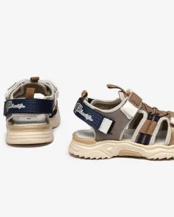 Royalfashion Beżowe dziecięce sandałki na rzepy Meteris