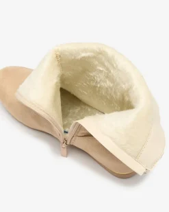 Royalfashion Beżowe eko - zamszowe botki na krytym koturnie Lovely