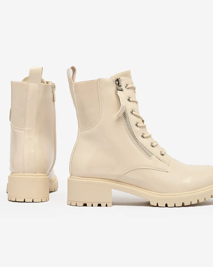 Royalfashion Beżowe eko skórzane damskie botki workery Gaddaxa