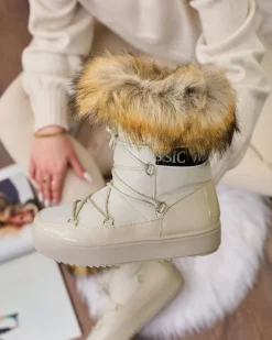 Royalfashion Beżowe wsuwane botki a'la śniegowce damskie Gomllo